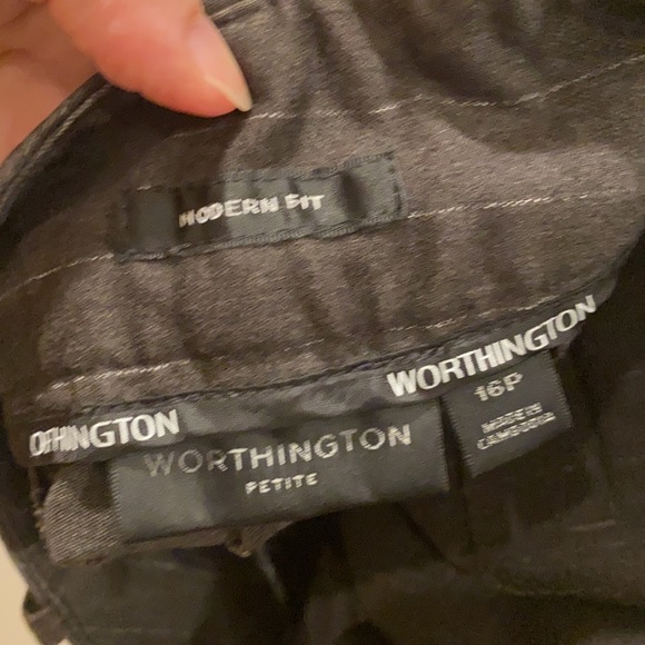 Women’s Worthington Dress Dark Gray Pin Striped Pants 16 petite - Picture 8 of 10